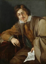 "" Automuotokuva "" (Omamuotokuva) Cornelis Hermansz Saftlevenin maalaus (säkeet 1607-1681) Öljy kuparille, koko 21,1x15,5 cm Fondation Custodia