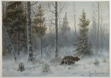 Karhu talvimetsässä, 1907