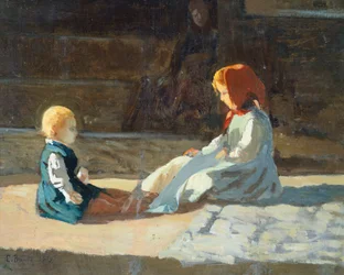 Lapset auringossa, noin 1860, kirjoittanut Cristiano Banti (1824-1904)