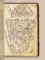 Konstantinopolin kartta, kuvitus "Liber Insularum Archipelagista"
