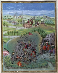 Auringon vaikutus: Sota. Cristoforo de Predisin (v. 1440-v. 1486) tekemä miniatyyri - teoksessa "De Sphaera" d