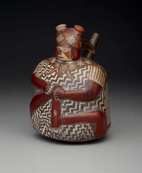 Alus, joka kuvaa haavoittunutta soturia, varhainen välikausi, Nazcan vaihe 7, n. 500–600 (keraaminen)