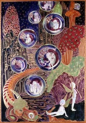 Wedgwood Fairyland -kiiltolaatta, n. 1917 (luuposliini)