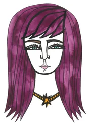 Purple Hair, 2024 (kynä ja maali paperille)