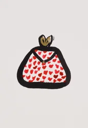 Red Spotty Purse, 2017 (punainen ja musta indiamuste ja kultainen huopakynä paperille)