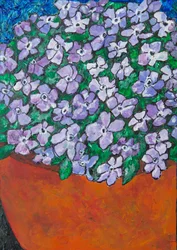 Värikkäät violetit ruukkukukat