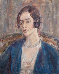 Melankolinen nainen sinisessä, n. 1935 (öljy kankaalle).