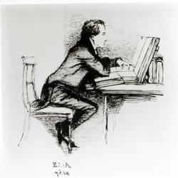 Muotokuva Charles Lambista (1775-1834) (kynä ja muste paperille) (m/v valokuva)