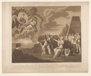 Allegoria Preussin Frederick William III:n avioliitosta (luultavasti) Louise van Mecklenburg-Strelitzin kanssa, 1793 Den Brennen Widmet (otsikko esineessä)