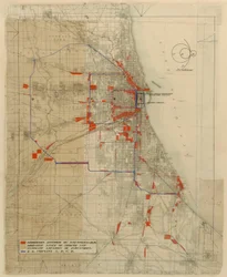 Chicagon suunnitelma, Chicago, Illinois, Railroad Circuits Diagram, 1909.