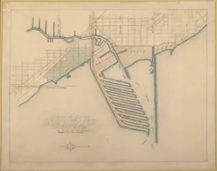 Kilpi 72 Chicagon suunnitelmasta, 1909: Chicago. Piirrä kaavio suussa ehdotetuista telakoista...