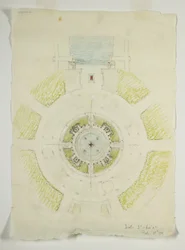 Potomac Round Point, Washington D.C., Circular Pool Plan Sketch, 1909.