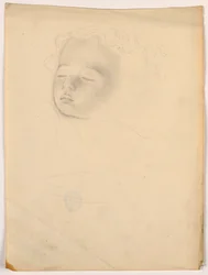 Piirros, nukkuva lapsi, 1840-45
