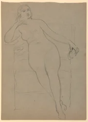 Piirustus, Naisalaston istuva nainen, 1870-80