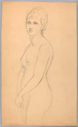 Piirustus, Naisalaston seisova nainen, 1860-70