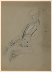 Piirros, istuva mies, 1860