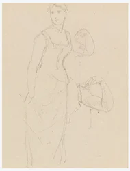 Piirustus, luonnos Bella Worshamin muotokuvaan, 1878