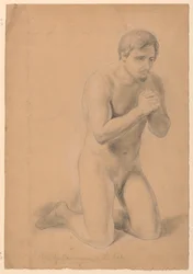 Piirros, tutkimus "Sairaiden ehtoollinen", 1844.