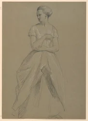 Piirustus, luonnos "Martha Washingtonin vastaanotto", 1860