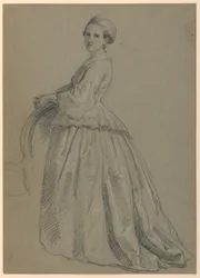 Piirustus, luonnos "Martha Washingtonin vastaanotto", 1860