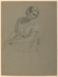 Piirustus, luonnos "Martha Washingtonin vastaanotto", 1860