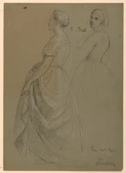Piirros, luonnos "Martha Washingtonin vastaanotto", 1860.