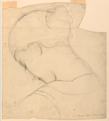 Piirustus, Tutkimus "Roomalainen tyttö", naisen pää, 1841