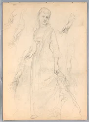 Piirustus, Tutkimus "Tizian Showing", 1872