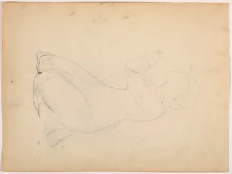 Piirros, nainen polvistumassa, n. 1852