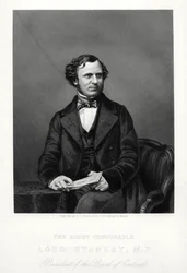 Oikea kunnia Edward Henry Stanley, 15. Earl of Derby, brittiläinen valtiomies, vuodelta 1880.
