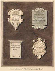 Muistomerkit rouva Mary Stauntonille, John Silvesterille, rouva Frances Whiterlylle ja rouva Rebecca Lonelle Bedfont Churchista