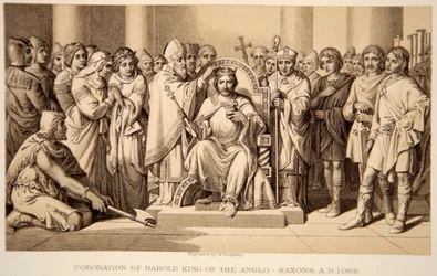 Harold II:n kruunajaiset vuonna 1066, kaivertanut W. Ridgeway