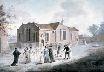 Koululaisten kulkue Broadwayn kappeliin, Westminster, Lontoo, 1797