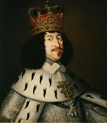 Tanskan ja Norjan kuningas Fredrik III kruunajaispuvussa ...