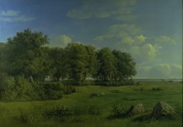 Brandsøn saari Wedellsborgin metsän kanssa, Funen, kaukana
