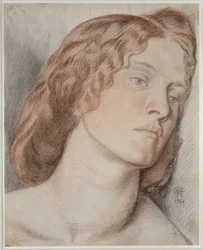 Fanny Cornforth, Study for Fair Rosamund, 1861 (värillisiä liituja paperilla)