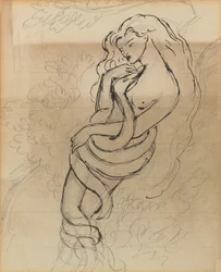 Lady Lilith, c. 1869 (kynä, kynä ja ruskea muste paperille)