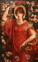 Une vision de Fiammetta - Visio Fiammettasta, kirjoittanut Rossetti, Dante Gabriel (1828-1882). Öljy kankaalle