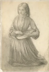 Elizabeth Siddal soittaa kielisoitinta, vuodelta 1852