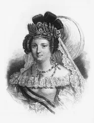 Muotokuva Maria Cristina de Borbonista (1806-1878), Espanjan kuningatar puolisosta 1829-1833 ja kuningatar valtionhoitajasta 1833-1840, kaiverrus