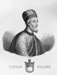 Muotokuva Vitale Falierista (kuoli noin 1095), 32. Venetsian doge, kaiverrus Antonio Nani (1803-1870)