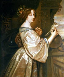 Ruotsin kuningatar Kristiina (1626-1689) muotokuva. David Beckin maalaus, säilytetty Gripsholmin linnassa.