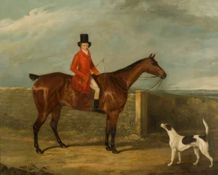 John Hall Kent metsästysasussa hevosen selässä, 1825