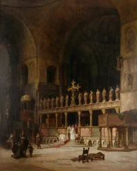 Pyhän Markuksen sisätilat, Venetsia, 1869.