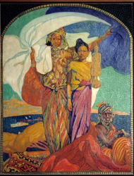 Kolonialismi: juliste Marseillen kansalliseen siirtomaanäyttelyyn. Taiteilijan elinvuodet: 1866-1932. 1922, Marseille, Merimuseo.