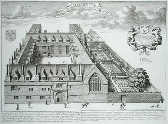 Jesus College, Oxford, Oxonia Illustratasta, julkaistu 1675 (kaiverrus)