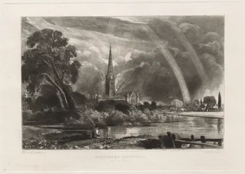 Salisbury Cathedral from the Meadows Small Plate, 1855.