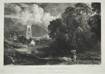 Erilaisia maisema-aiheita, tyypillisiä englantilaisille maisemille...Stoke by Nayland, Suffolk, 1830.