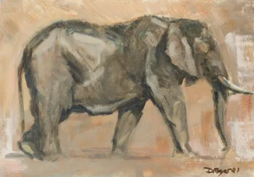 Härkäelefantti, 2019 (öljy paneelille)