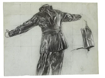 Tutkimus talviaikaista miinanlaskua varten Islannin edustalla, 1942, kate 9 (hiilikynä ja liitu paperille).